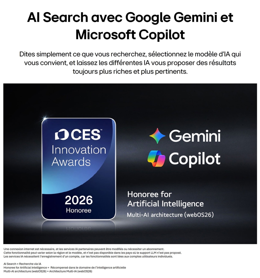 Le badge lauréat des CES Innovation Awards 2026 dans la catégorie Intelligence artificielle reconnaît la recherche Multi-AI avec Google Gemini et Microsoft Copilot.
